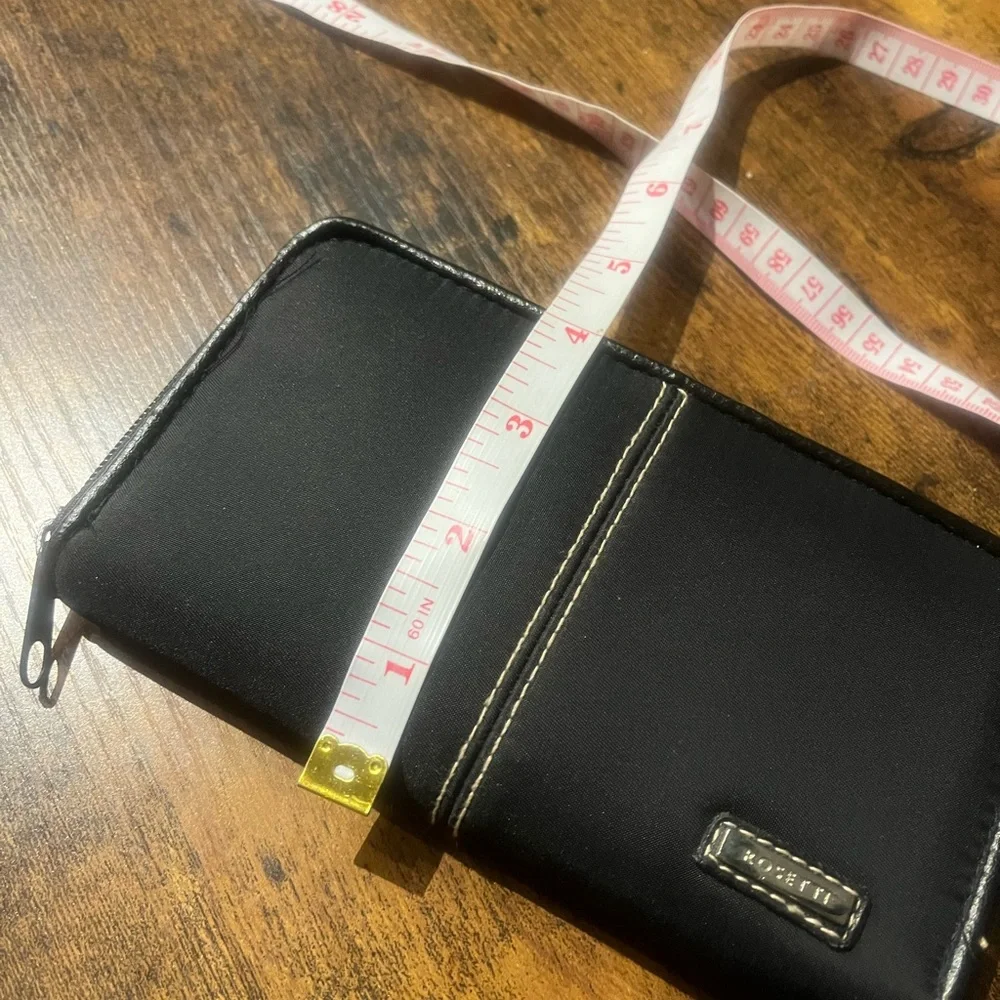 Rosetti Black Fabric Wallet with numerous pockets zipper closure